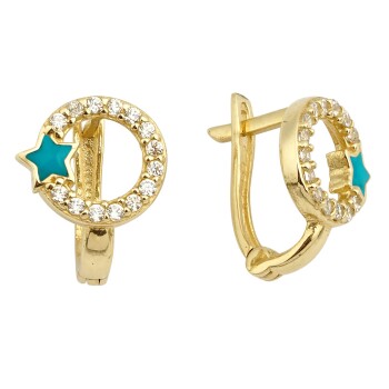 Halka Üzerinde Mavi Yıldız Çocuk Küpesi - Melike