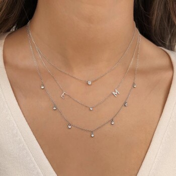 Harfli İki Taşlı Kolye - Özkonak