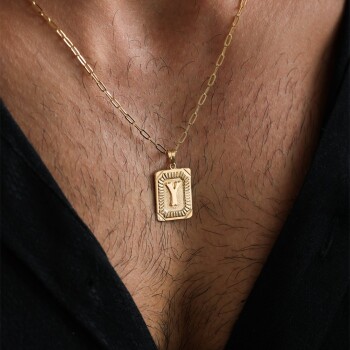 Harfli Plaka Erkek Kolye - Koçak (1)