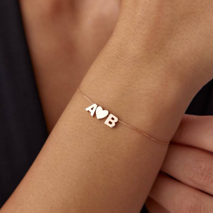 Harfli ve Kalpli Minimal Bileklik - 1