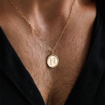 Harfli Yuvarlak Plaka Erkek Kolye - Koçak (1)