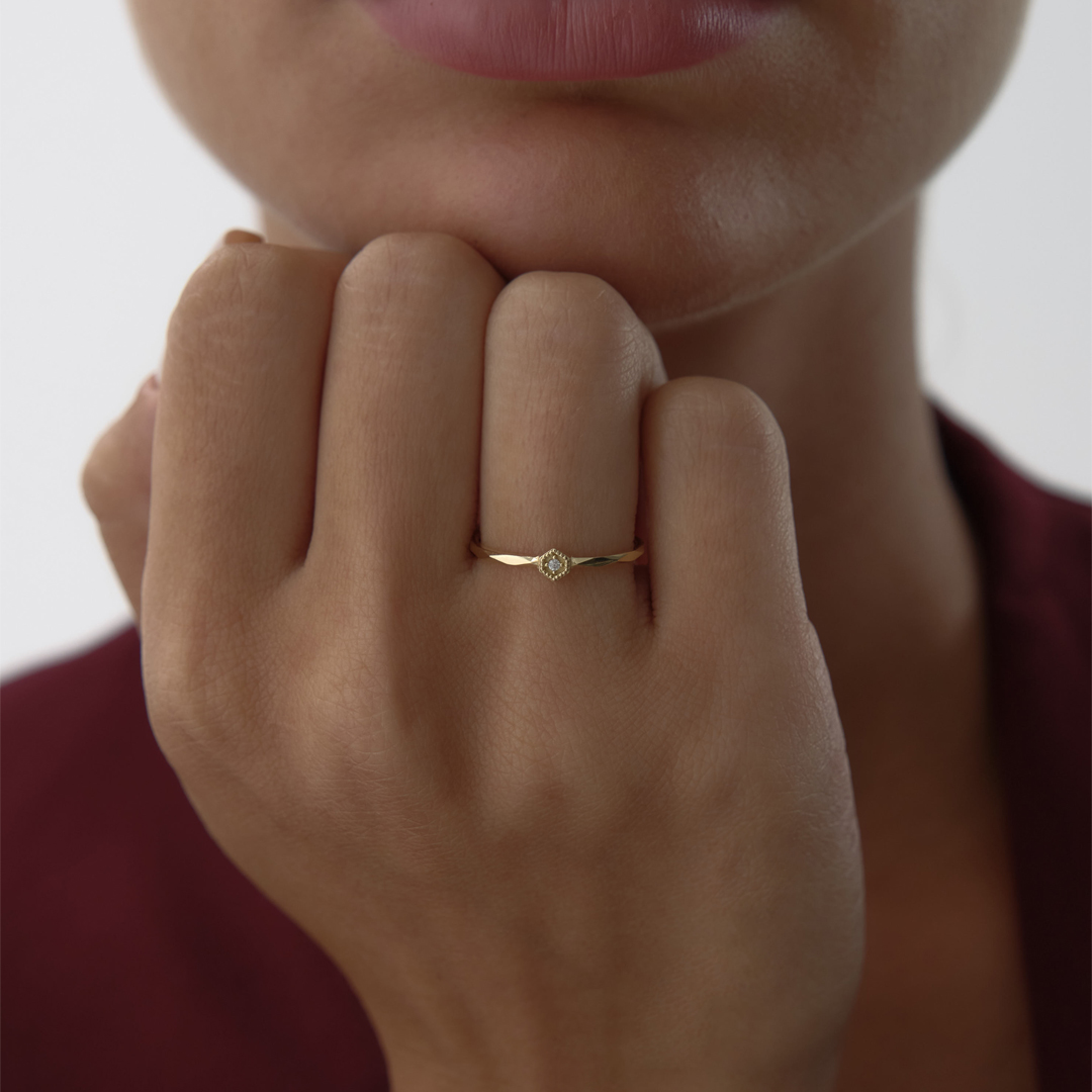 Hexagon Tektaş Yüzük - 2