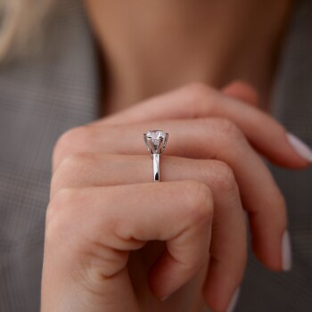 HRD Sertifikalı 0.90 Ct Pırlanta Tektaş Yüzük - 2
