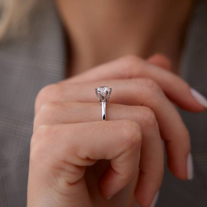 HRD Sertifikalı 0.90 Ct Pırlanta Tektaş Yüzük - 2