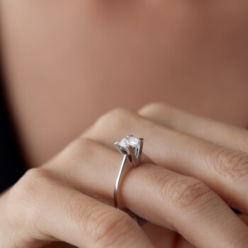 HRD Sertifikalı 1.00 Ct F SI Pırlanta Tektaş Yüzük - 3