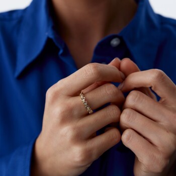 İçi Taşlı Kalp Yüzük - Rayna