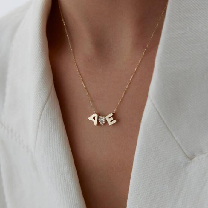 İki Harf Kalp Kolye - 2