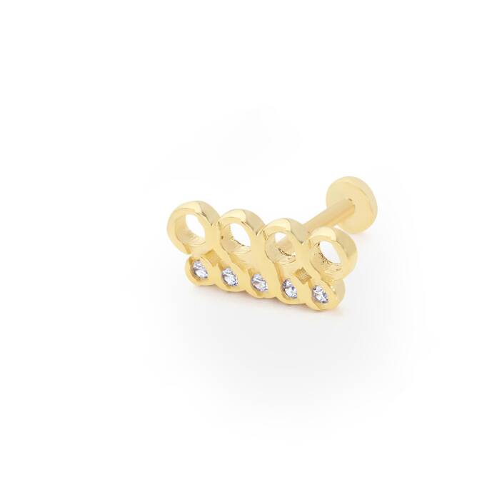 İki Sıra Taşlı Sarmal Model Tragus Piercing - 1