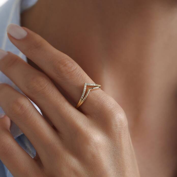 İki Sıra Taşlı V Yüzük - 2