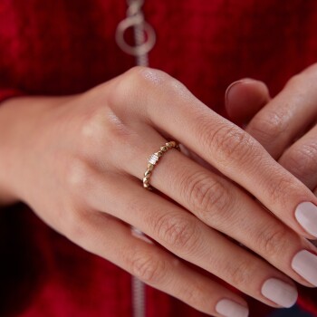 İkili Baget Piramit Yüzük - Ador