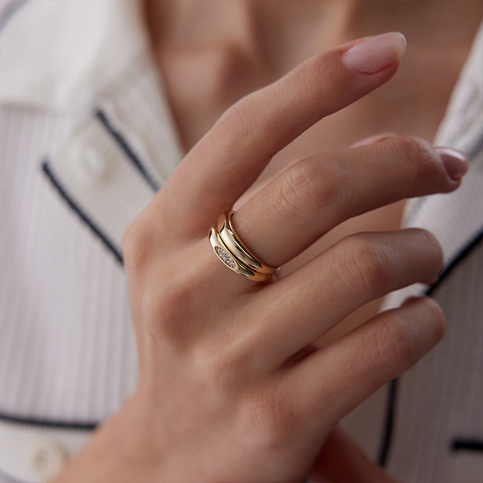 İkili Bombe Yüzük - Mg Gold (1)