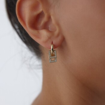 İkili Kare Taşlı Küpe - Koçak (1)