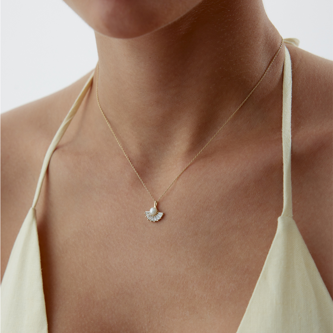 İnci Baget Yelpaze Kolye - 2