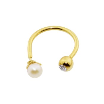 İnci Sallantılı Minimal Yarım Halka Piercing - Dianora