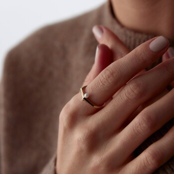 İncili Faset Yüzük - Rayna