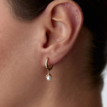 İncili Halka Sallantılı Küpe - Rayna