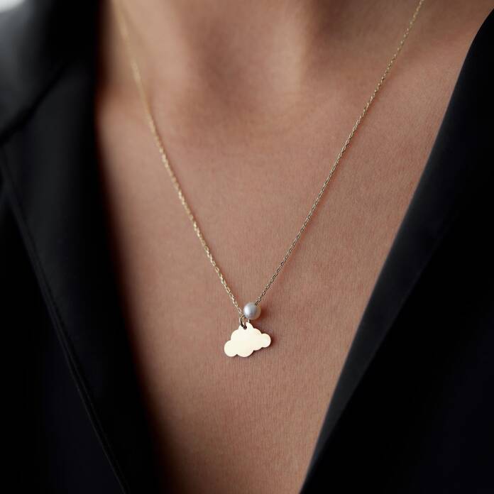 İncili Plaka Bulut Kolye - 2