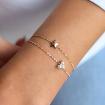 İncili Yıldızlı İkili Bileklik - Rayna