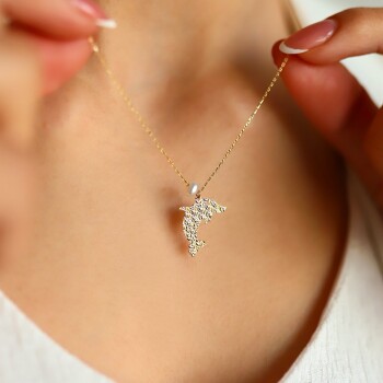 İncili Yunus Balığı Kolye - Rayna