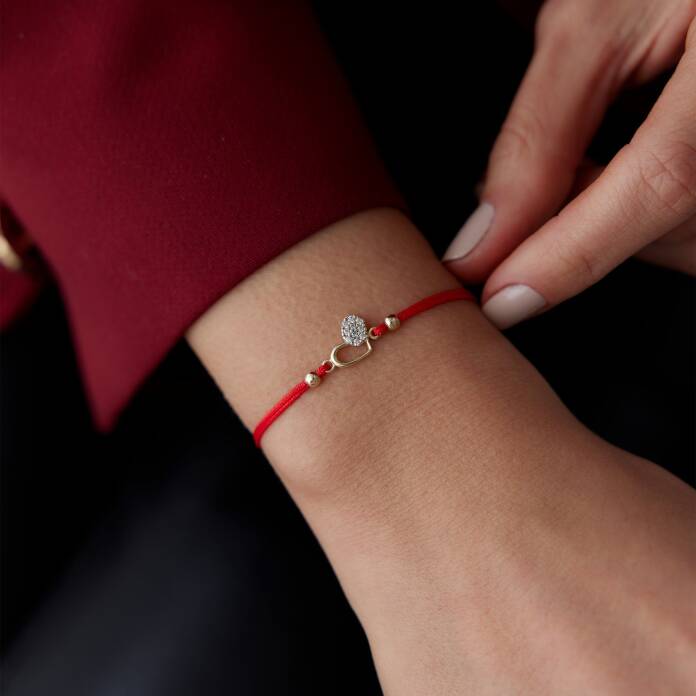 İpli Taşlı Kalp Bileklik - 1