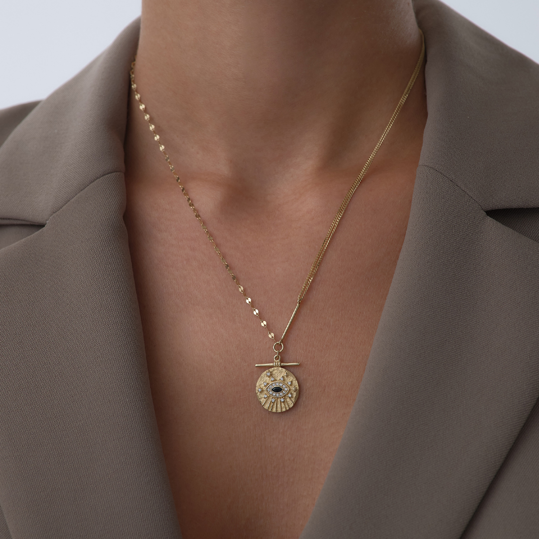 Işıltılı Siyah Göz Kolye - 1