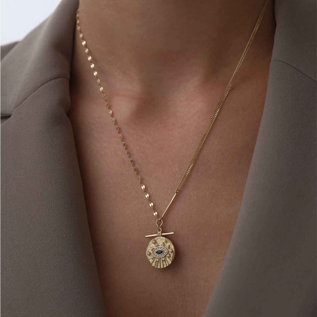 Işıltılı Siyah Göz Kolye - 2