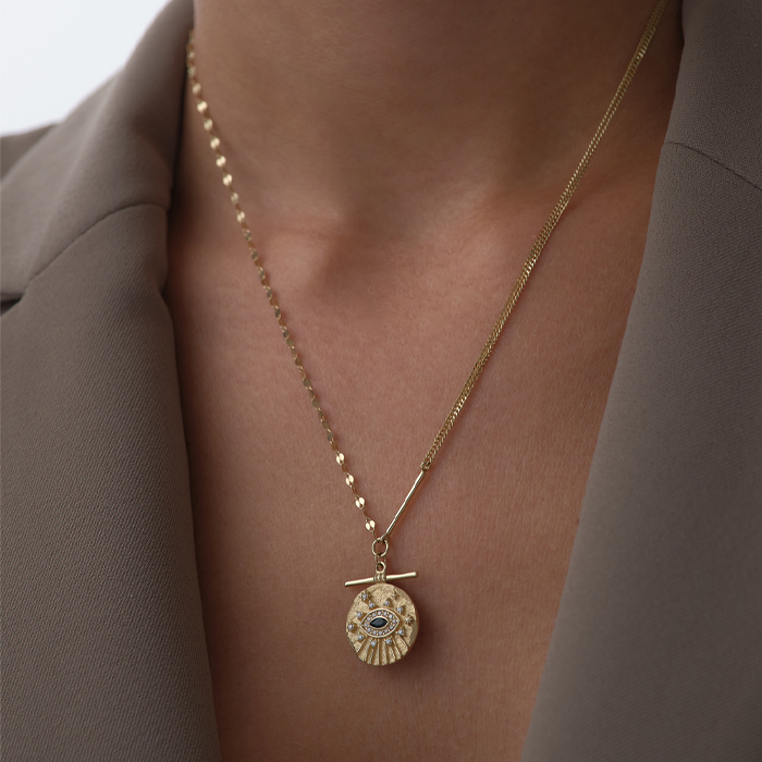 Işıltılı Siyah Göz Kolye - 3