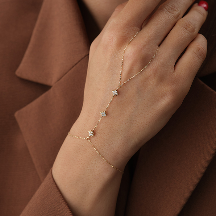 Işıltılı Yıldız Motifli Altın Şahmeran - Cemart