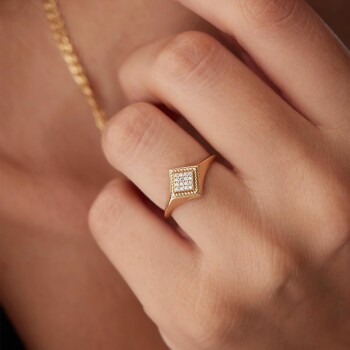 İşleme Detay Taşlı Yüzük - Rayna