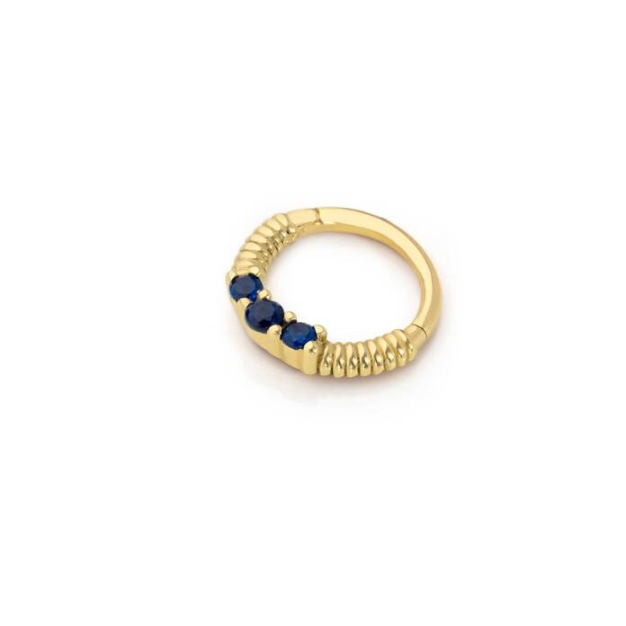 İşleme Detaylı Lacivert Taşlı Helix Piercing - 1