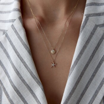 İstiridye Kabuğu ve Deniz Yıldızı Kolye - Rayna