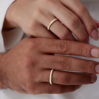 İtalyan Dokulu Çift Alyans - 1