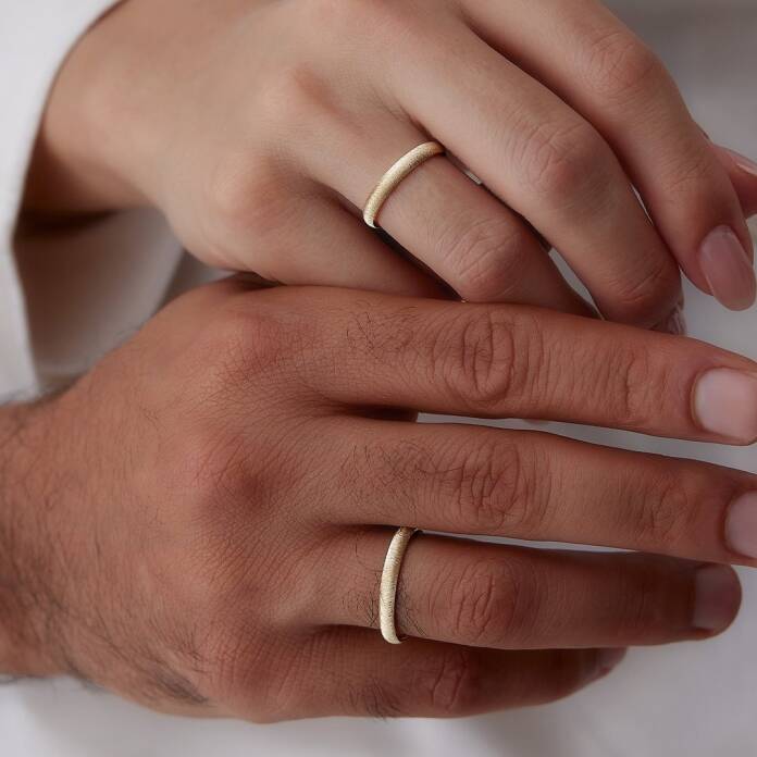 İtalyan Dokulu Çift Alyans - 1