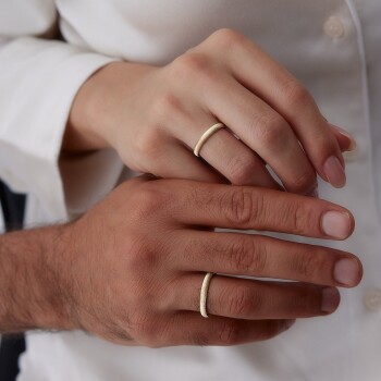 İtalyan Dokulu Çift Alyans - 2