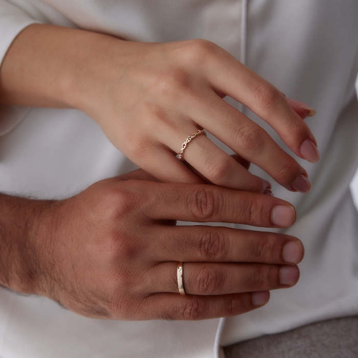 İtalyan Dokulu Çift Alyans - Tülay Alyans