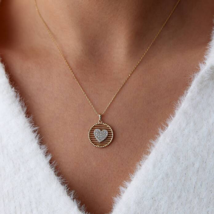 Izgara Taşlı Kalp Kolye - 1