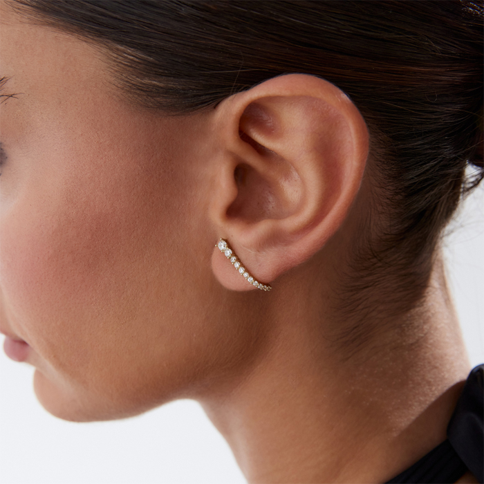 J Taşlı Vidalı Küpe - 2