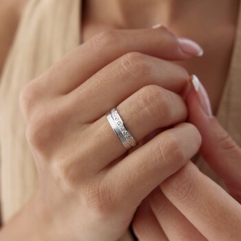 Kalemli Beyaz Altın Alyans - Haskar