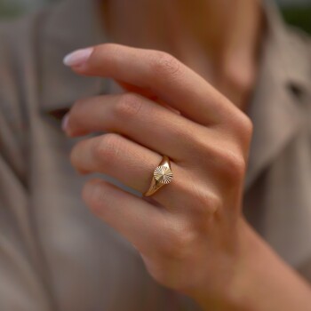 Kalemli Elips Şovalye Yüzük - 4