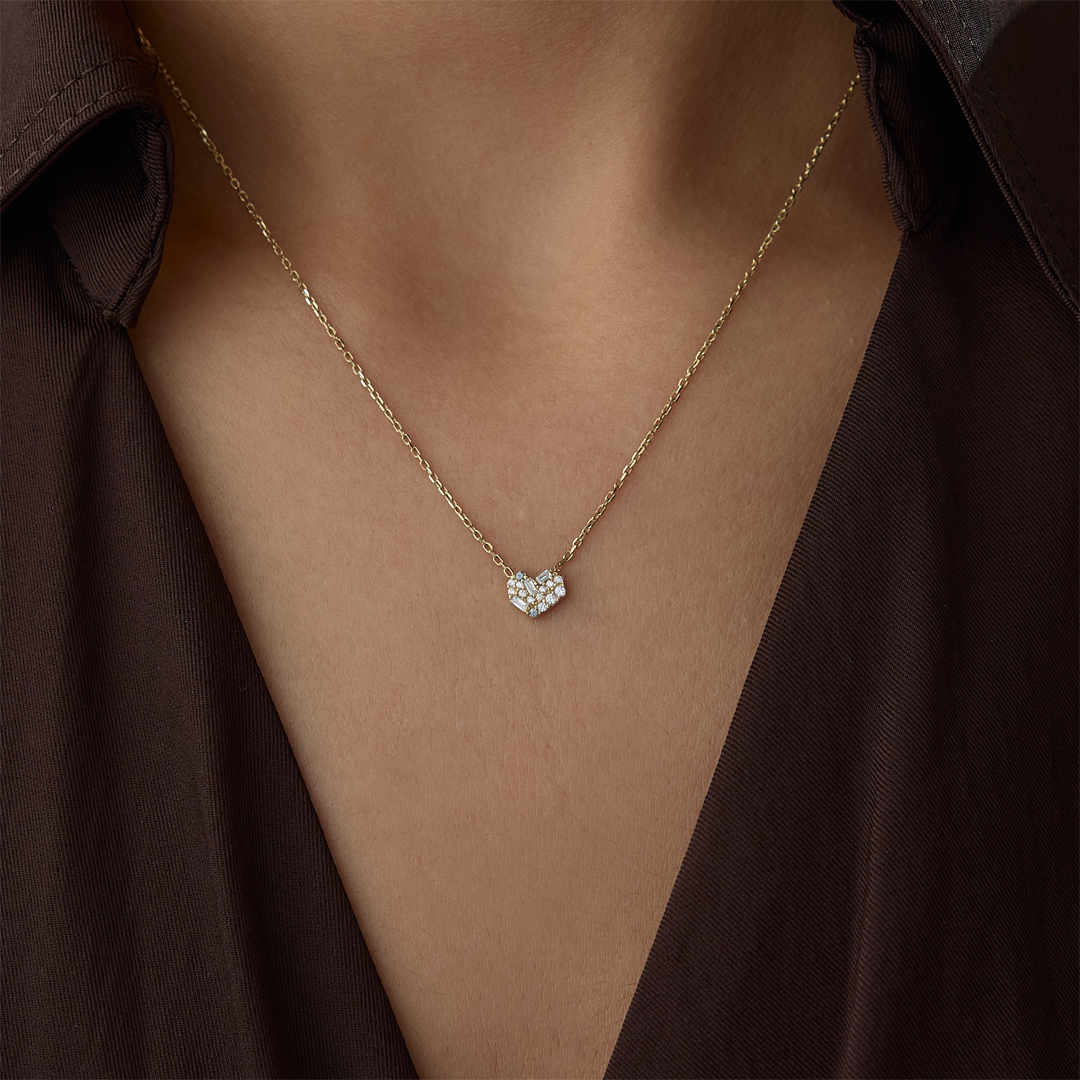 Kalp Detaylı Taşlı Kolye - 2