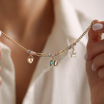 Kalp Fil Yıldız Charm Bileklik - Koçak (1)