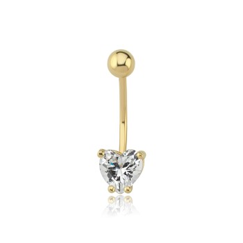 Kalp Kesim Taşlı Göbek Piercing - Özçelik