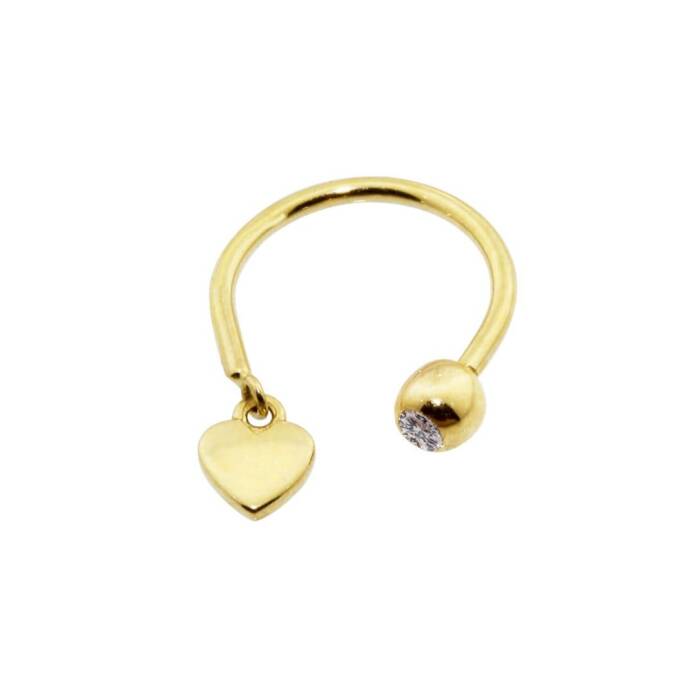 Kalp Sallantılı Minimal Yarım Halka Piercing - 1