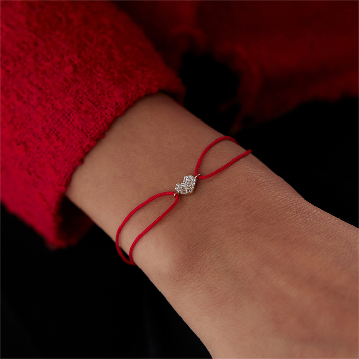 Kalp Taşlı İp Bileklik - Alen (1)