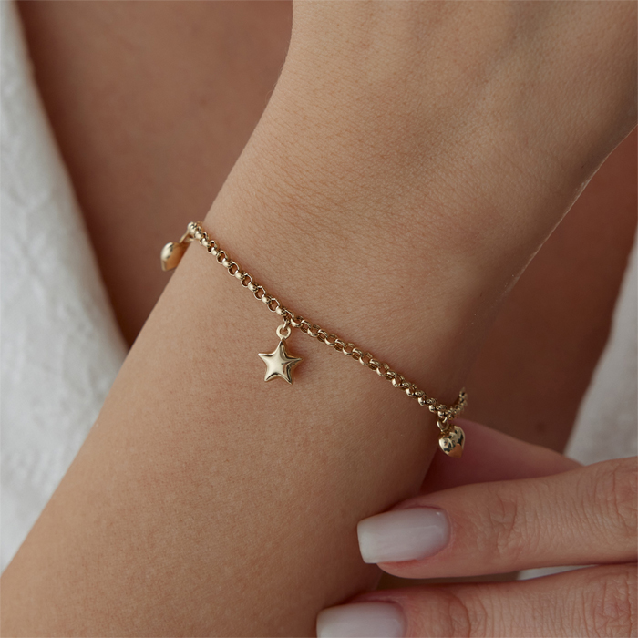 Kalp Yıldız Sallantılı Bileklik - Mazi