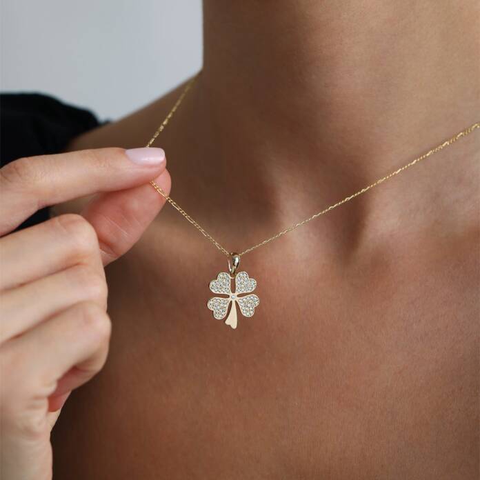 Kalpleri Taş Yonca Kolye - 2