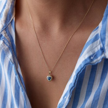 Kalpli Burgu Göz Kolye - Big Gold