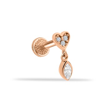 Kalpli Mekik Taş Sallantılı Minimal Tragus Piercing - Dianora