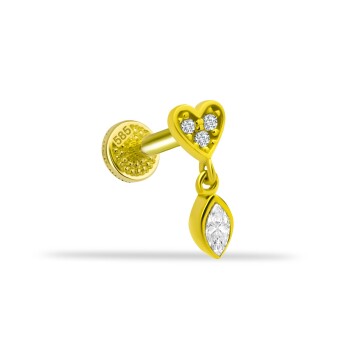 Kalpli Mekik Taş Sallantılı Minimal Tragus Piercing - Dianora (1)