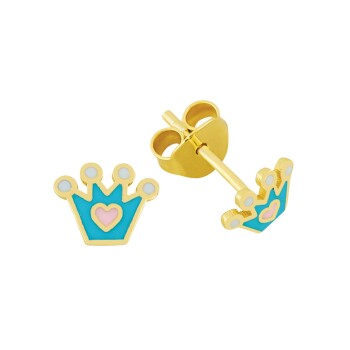 Kalpli Taç Çocuk Küpesi - Melike